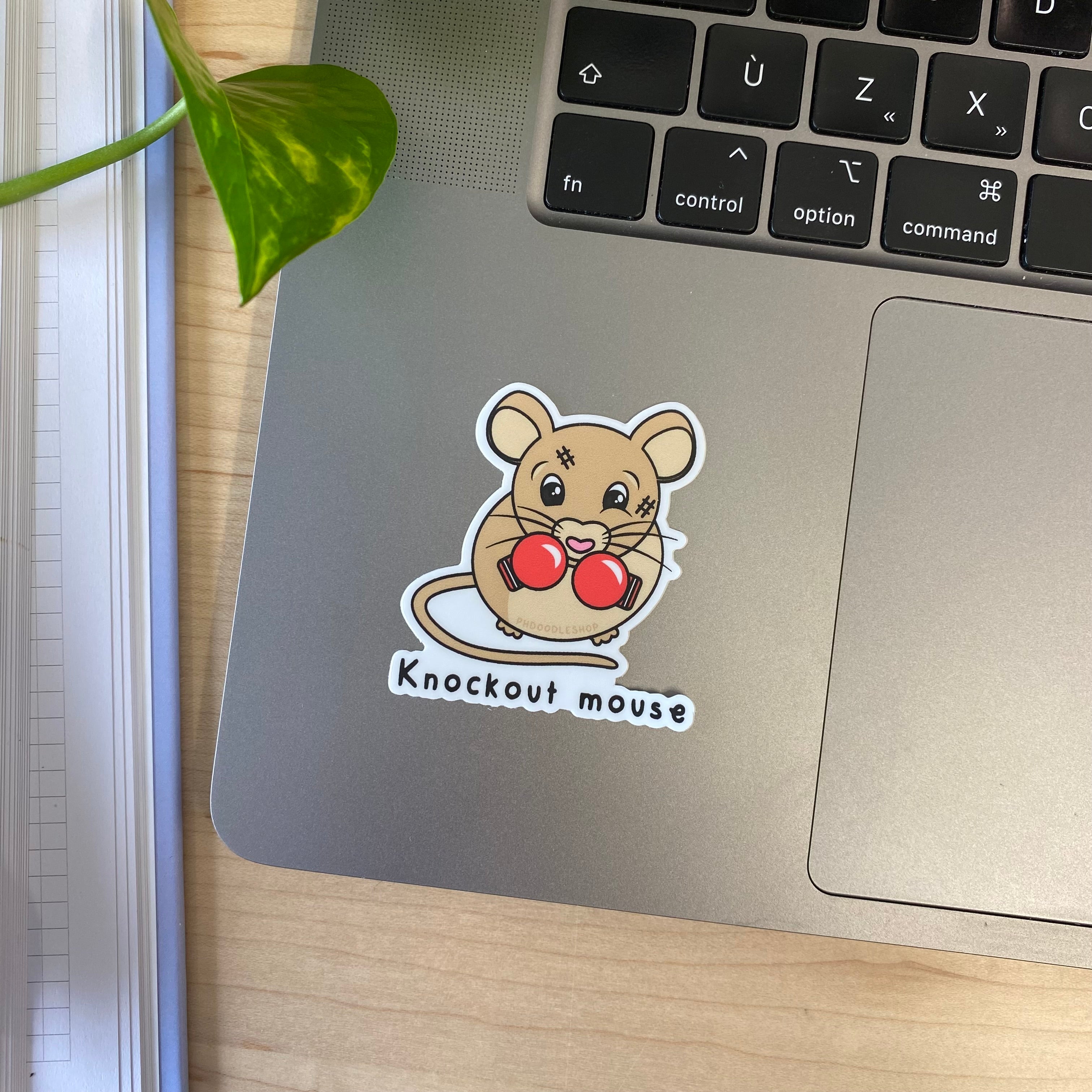 Knockout mouse vinyl sticker from Science Collective