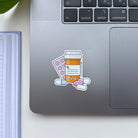 Cute pharmacy sticker with an orange pill bottle from science collective
