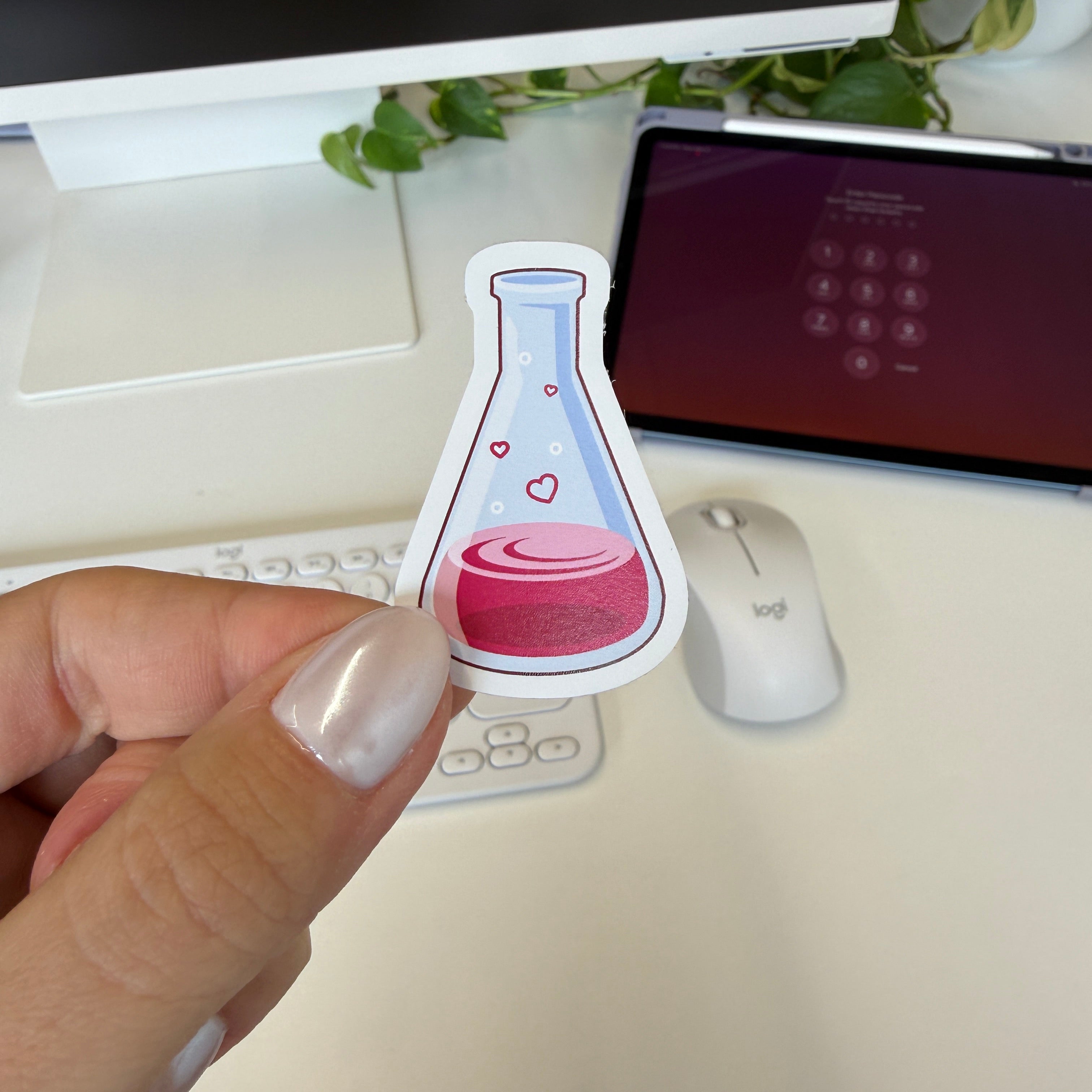 Cute Chemistry Sticker Pink Erlen Meyer Flask